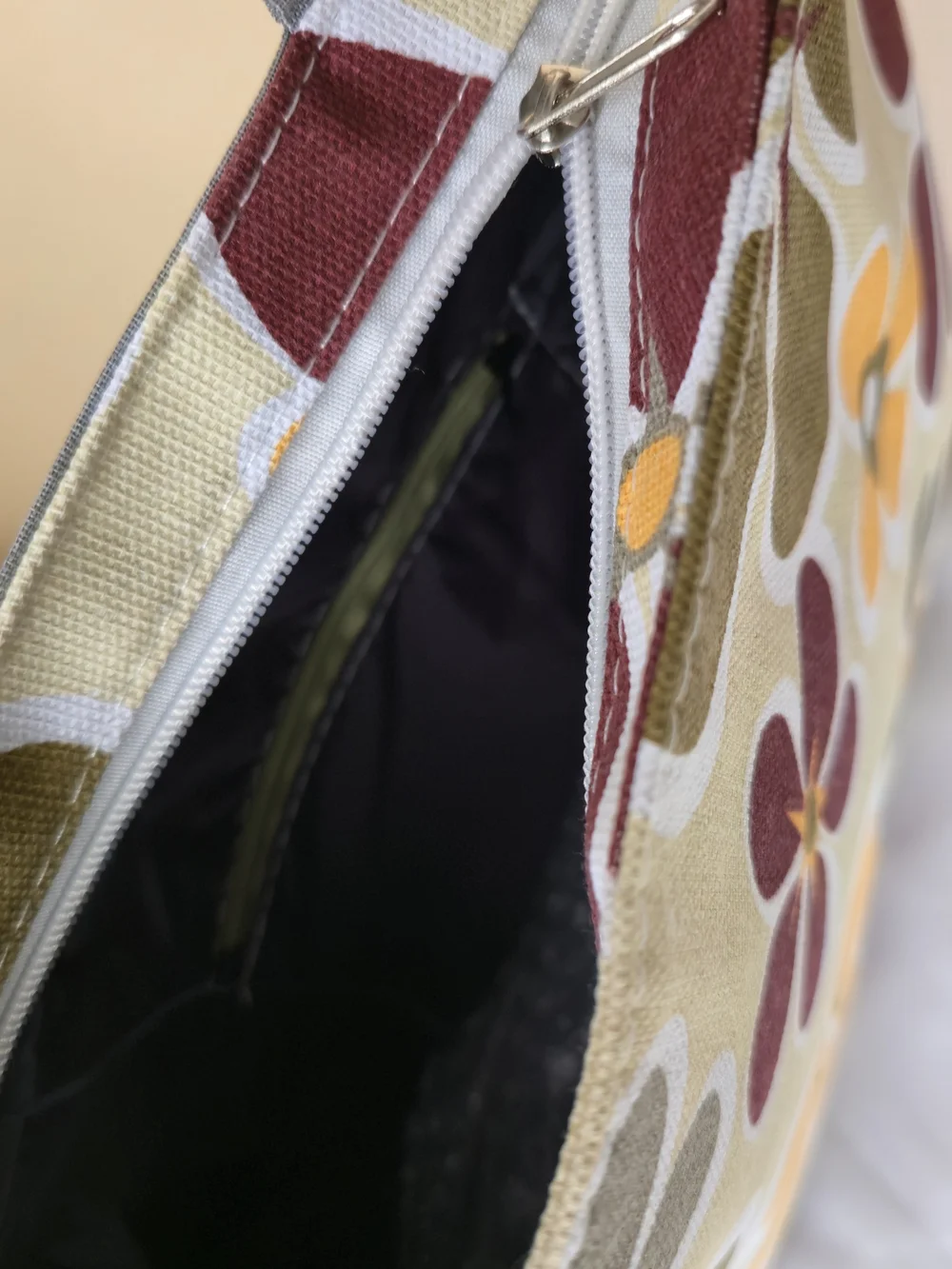 Floral Canvas Tote Bag in Yellow, Olive , Cream & Gray -‎ LARGE